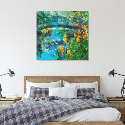 Monet's brug met iris canvas afdruk (Insitu (Slaapkamer))