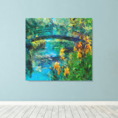 Monet's brug met iris canvas afdruk (Insitu (Houten vloer))