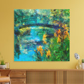 Monet's brug met iris canvas afdruk (Insitu (Woonkamer))
