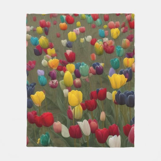 Monet's French Garden bij Giverny Tulpen Print 1 Fleece Deken (Voorkant)