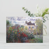 Monet's Garden Flowers Jubileum Invitation Kaart (Staand voorkant)