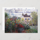 Monet's Garden Flowers Jubileum Invitation Kaart (Voorkant / Achterkant)