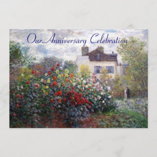 Monet's Garden Flowers Jubileum Invitation Kaart