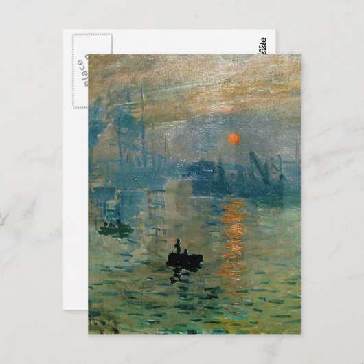 Monet's Impression Sunrise (bodemzweem) - 1872 Briefkaart (Voorkant / Achterkant)