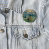 Monet's Impression Sunrise (bodemzweem) - 1872 Ronde Button 5,7 Cm (In situ)