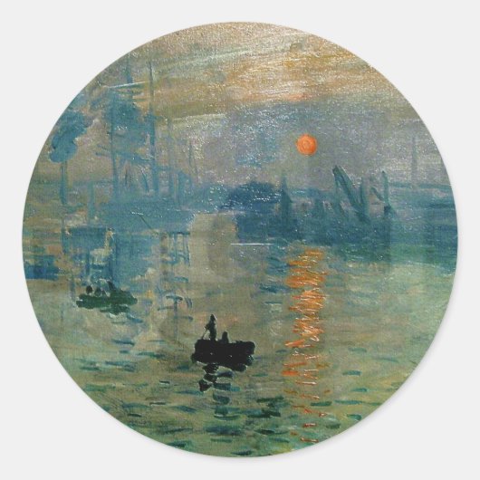 Monet's Impression Sunrise (bodemzweem) - 1872 Ronde Sticker (Voorkant)