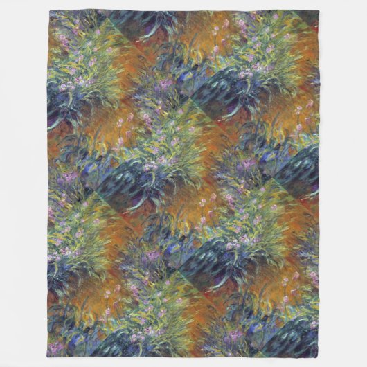Monet's Irises Fleece Deken (Voorkant)