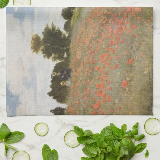 Monet's papaverveld theedoek (Gevouwen)