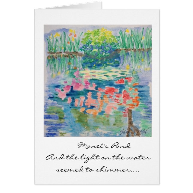 Monet's Pond Card—Waterverf van Susan Meyer (Voorkant)