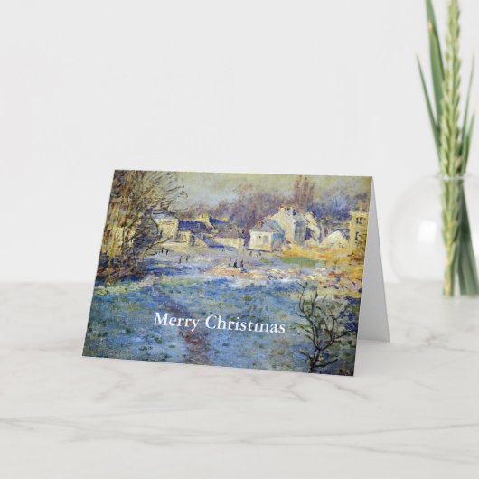 Monet's schilderij, White Frost, 'Merry Kerstmis' Feestdagen Kaart (Voorkant)