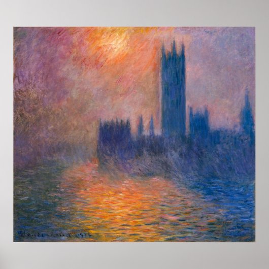 Monet's The Houses of Parliament, Sunset Poster (Voorkant)