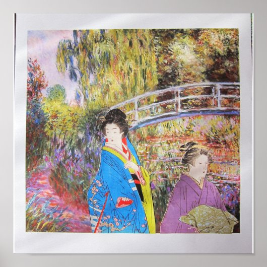 Monet's tuin bezoeken - kunstcollage poster (Voorkant)