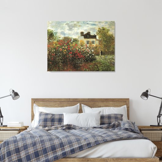 Monets tuin bij Argenteuil van Claude Monet Canvas Afdruk (Insitu (Slaapkamer))