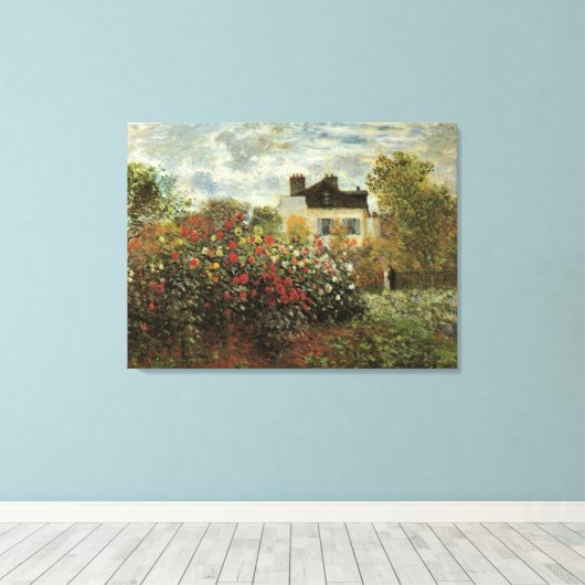Monets tuin bij Argenteuil van Claude Monet Canvas Afdruk (Insitu (Houten vloer))