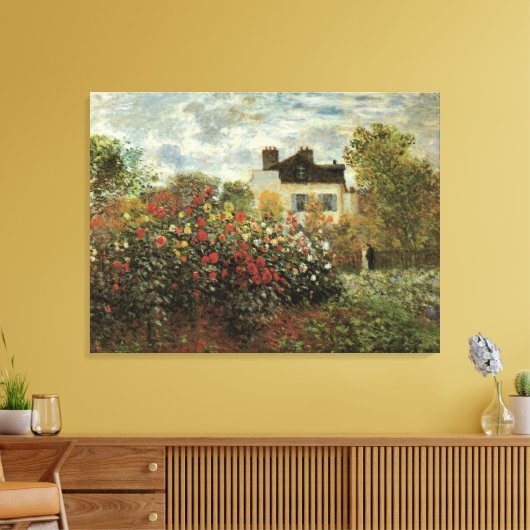 Monets tuin bij Argenteuil van Claude Monet Canvas Afdruk (Insitu (Woonkamer))