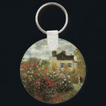Monets tuin bij Argenteuil van Claude Monet Sleutelhanger<br><div class="desc">De tuin van de kunstenaar in Argenteuil (een hoek van de tuin met dahlia's) (1873) van Claude Monet is een bloemenschilderij in de oude impressionistische stijl.  Een boerderij is zichtbaar op de achtergrond.  Een verliefd paar loopt langs een romantische lentetuin met bloeiende rozen en andere bloemen.</div>