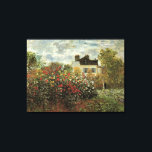Monet's tuin in Argenteuil door Claude Monet Canvas Afdruk<br><div class="desc">De tuin van de kunstenaar in Argenteuil (Een hoek van de tuin met dahlia's) (1873) van Claude Monet is een antiek impressionistisch bloemenschilderij. Een boerderij is zichtbaar op de achtergrond. Een verliefd paar loopt langs een romantische lentetuin met bloeiende rozen en andere bloemen.</div>
