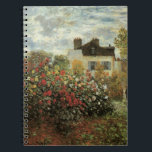 Monet's tuin in Argenteuil door Claude Monet Notitieboek<br><div class="desc">De Artiestuin in Argenteuil (een hoek van de tuin met Dahlias) (1873) van Claude Monet is een schilderij van de impressionistische kunst met florale natuur. Een boerderij-huis van een land bevindt zich op de achtergrond. Een stel verliefd loopt langs een romantische tuin in het voorjaar met bloeiende rozen en andere...</div>