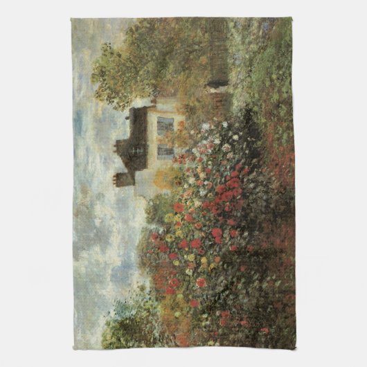 Monet's tuin in Argenteuil door Claude Monet Theedoek (Verticaal)