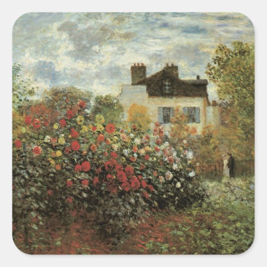 Monet's tuin in Argenteuil door Claude Monet Vierkante Sticker (Voorkant)