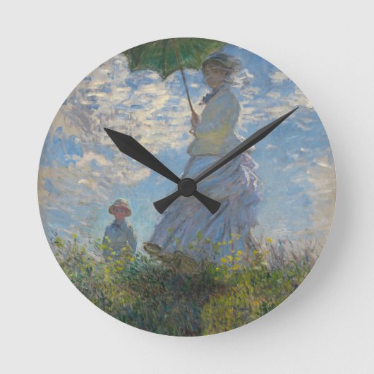 Monet's Vrouw met een parasol Ronde Klok (Voorkant)