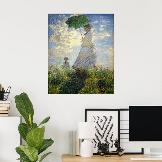 Monet's vrouw met een parasol (The Stroll / Walk) Poster (Thuiskantoor)