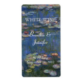 Monet's Water Lelies Bruiloft Wijn Labels (Voorkant)