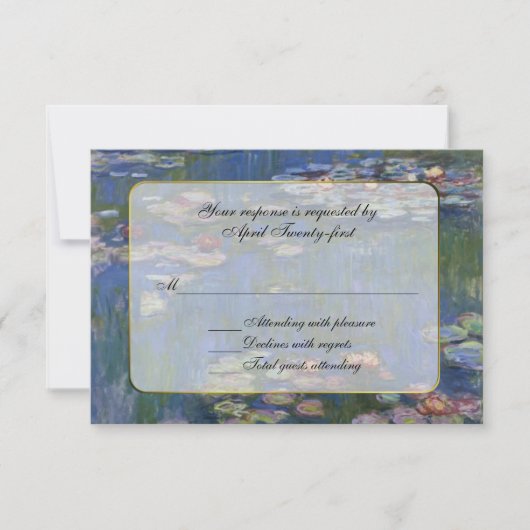 Monet's Water Lelies RSVP Response Kaart (Voorkant)