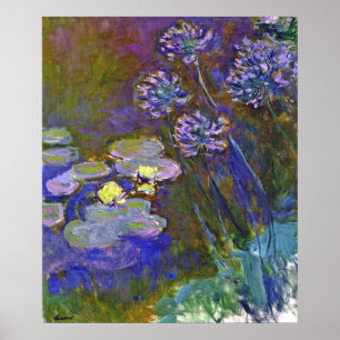 Monet's Water Lilies en Agapanthus Poster