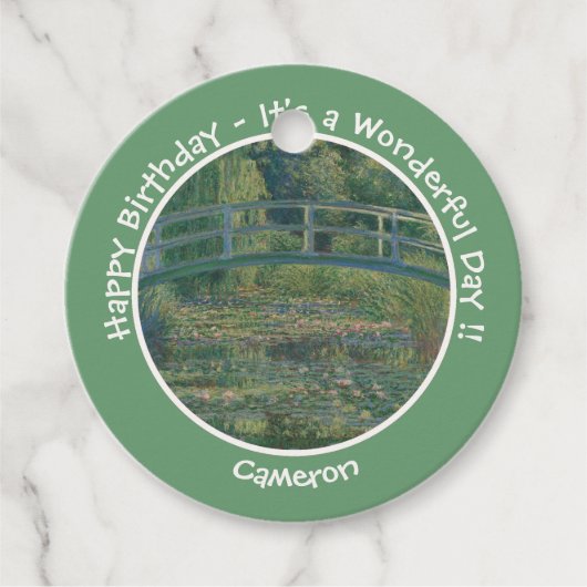 Monet's Water-Lily Pond en Footbridge Party Items Bedankjes Labels (Voorkant)