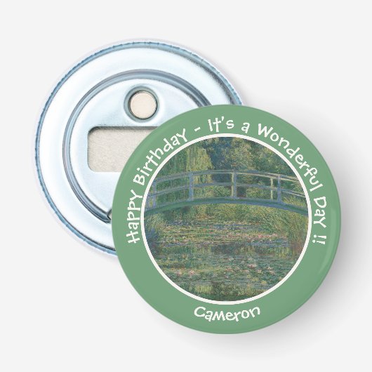 Monet's Water-Lily Pond en Footbridge Party Items Button Flesopener (Voorkant)
