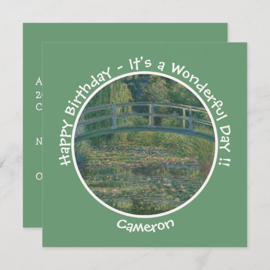 Monet's Water-Lily Pond en Footbridge Party Items Kaart (Voorkant / Achterkant)