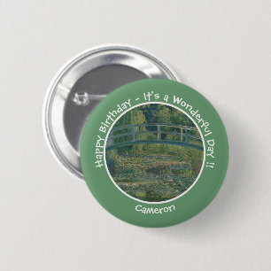 Monet's Water-Lily Pond en Footbridge Party Items Ronde Button 5,7 Cm