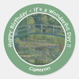 Monet's Water-Lily Pond en Footbridge Party Items Ronde Sticker