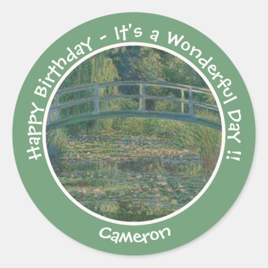 Monet's Water-Lily Pond en Footbridge Party Items Ronde Sticker (Voorkant)
