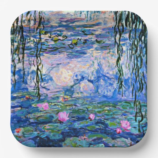 Monet's waterlilies mengen en matchen papieren bordje (Voorkant)