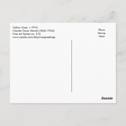  monetschilderende gele Iristen Briefkaart (Achterkant)