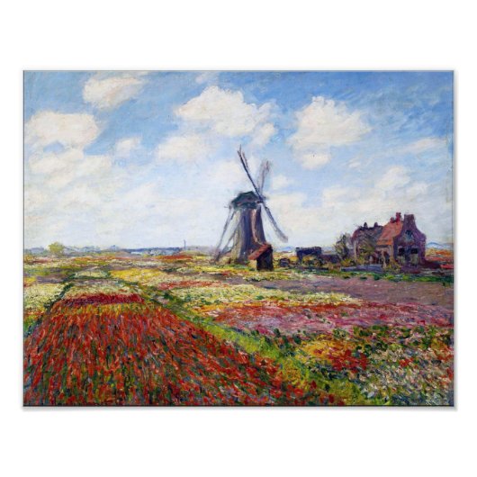 Monetveld van Tulpen met windmolenafdrukken Foto Afdruk (Voorkant)