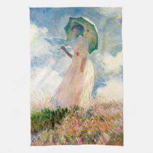 Monetvrouw met parasol theedoek