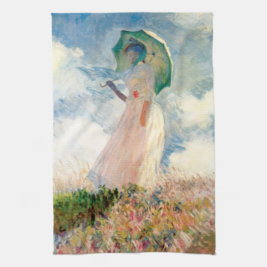 Monetvrouw met parasol theedoek (Verticaal)