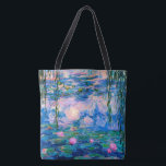 Monetwatergalgen met spiegelende reflecties tote bag<br><div class="desc">Water Lilies is een prachtige waterlelie waterreflectie die het Franse schilderij Impressionisme flower van kunstenaar Claude Monet in 1916 begon en in 1919 werd voltooid. Het schilderij shows zijn tuinvijver met lippenpootjes en weepende wilgboombladeren aan de zijkanten van het schilderij. De wolken in de blauwe hemel boven zijn te zien...</div>