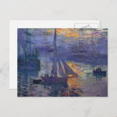 Monetzonsopgang op zee zweefbootschilderkunst briefkaart (Voorkant / Achterkant)