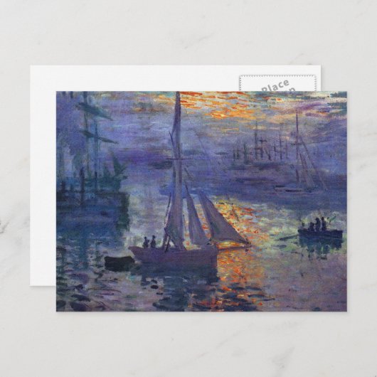 Monetzonsopgang op zee zweefbootschilderkunst briefkaart (Voorkant / Achterkant)