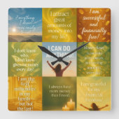 Money affirmation vierkante klok (Voorkant)