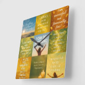 Money affirmation vierkante klok (Hoek)