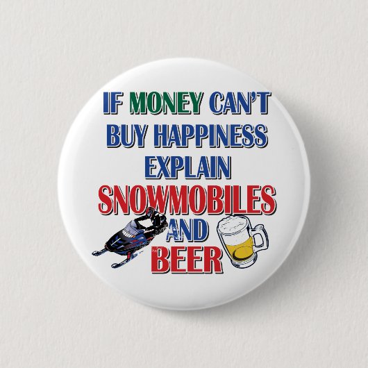 Money-Beer-Snowmobile Ronde Button 5,7 Cm (Voorkant)