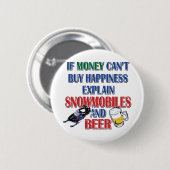 Money-Beer-Snowmobile Ronde Button 5,7 Cm (Voorkant /achterkant)