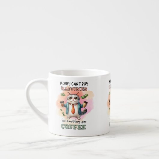 Money Can't Buy Happiness Funny Cat Lover Gift  Espresso Kop (Links)