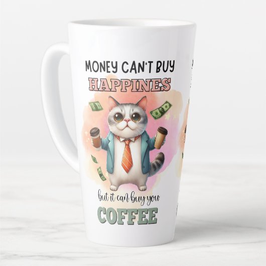 Money Can't Buy Happiness Funny Cat Lover Gift  Latte Mok (Linkerhoek)