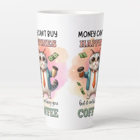 Money Can't Buy Happiness Funny Cat Lover Gift  Latte Mok (Voorkant)